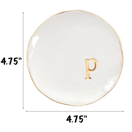 COLLECTIVE HOME - Ceramic Jewelry Tray, Decorative Trinket Dish for Rings Earrings Necklaces Bracelet Watch Keys, Birthday Mother's Day Christmas Gift for Women, 4.75", Glossy (p) - color: P