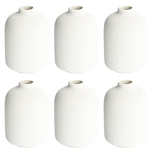YANLING Small White Vase for Decor, 6 Pack Ceramic Vases for Pampas Grass, Boho Vase for Home Decor White Vases for Flowers, Modern Ceramic Vase Dried Flowers Vases - color: White-b, size: 6 Pack-Small