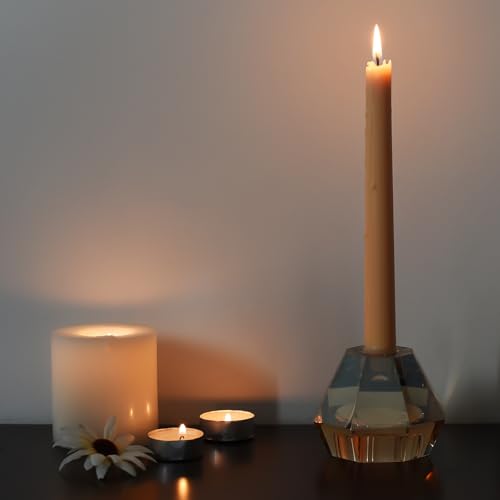Crystal Tealight Candle Holders, Premium 2-in-1 Diamond Wedding Centerpiece Candelabra for Taper, Tea Lights, Dining Table, Home Decor, Luxury Gift Set (Champagne) - color: Champagne