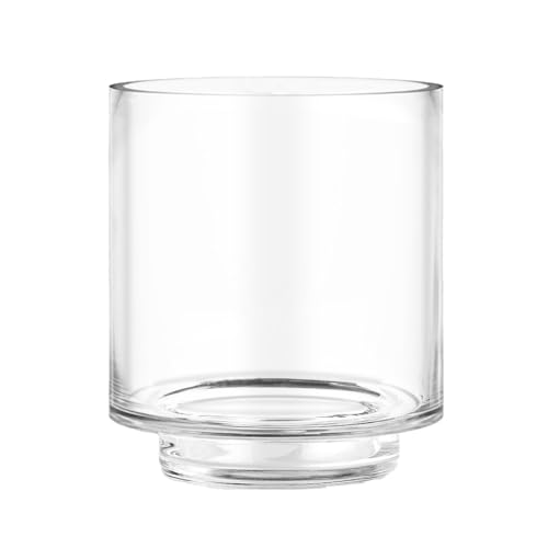 CYS EXCEL 6.5" x 5.5" Clear Glass Hurricane Candle Holder Vase – Cylinder Vase for Pillar & Floating Candles, Wedding Centerpieces & Home Décor - size: H-6.5" D-5.5"