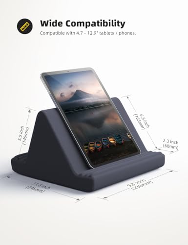 Lamicall Tablet Pillow Stand, Pillow Soft Pad for Lap - Tablet Holder Dock for Bed with 6 Viewing Angles, Great Gifts, for 4-13" Tablets, Like iPad Pro 11, 13, Air, Mini, Kindle, Galaxy Tab, E-Reader - color: Grey