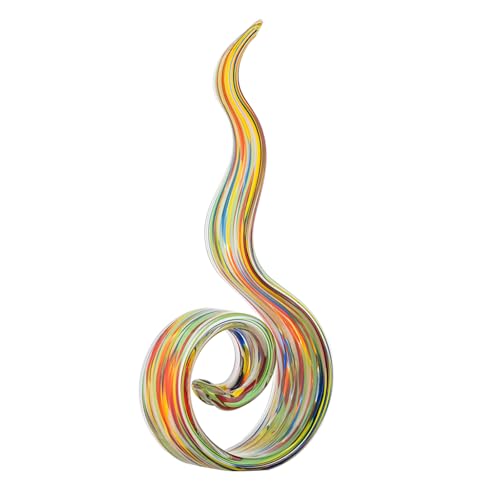 11.4" Tall Hand-Blown Glass Sculpture Murano-Style Sculpture Art Ornament Statue Figurines Home Decor Accent Piece Coastal Ocean Nautical Home Decor,Shelf,TV Stand,Tabletop Centerpieces,Wonderful Gift - color: Colorful