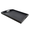 DILLMAN Serving Tray Large Black Wood Rectangle Food Tray Butler Tray Breakfast Tray with Handles (Medium) - size: 16.5" x 12.6" x 1.6"