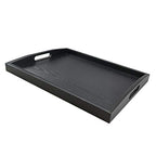 DILLMAN Serving Tray Large Black Wood Rectangle Food Tray Butler Tray Breakfast Tray with Handles (Medium) - size: 16.5" x 12.6" x 1.6"
