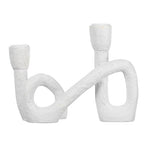 Modern Sculptural Double Taper Candle Holder, White - color: White
