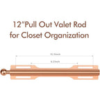 12" Valet Rod for Closet Pull Out (2 Pack, Rose Gold) - color: Rose Gold, size: 2 Pack