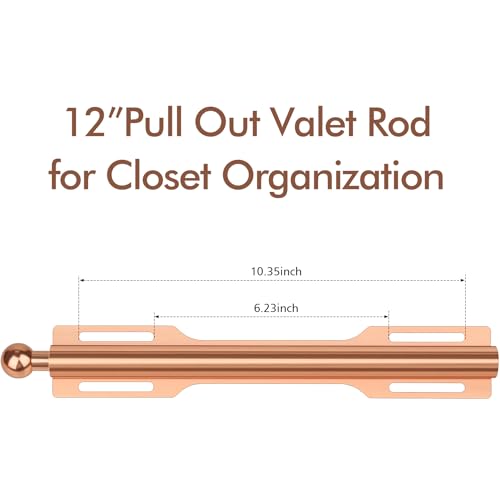 12" Valet Rod for Closet Pull Out (2 Pack, Rose Gold) - color: Rose Gold, size: 2 Pack