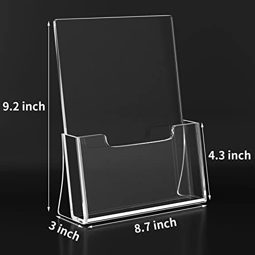 HIIMIEI Brochure Holder 8.5 x 11 inches, Acrylic Flyer Holder with 2 Pack, Plastic Stands for Displaying Magazines, Pamphlets, Literature, Brochures, Booklets, Menu - size: 8.5''x11''