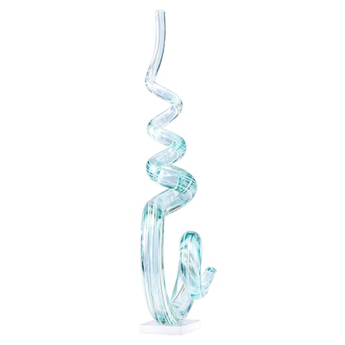 15" Tall Hand-Blown Murano-Style Glass Sculpture Statues Art Ornament Statue Figurines Home Decor Accent Piece Coastal Ocean Nautical Home Decor,Shelf,TV Stand,Tabletop Centerpieces,Wonderful Gift - color: Green