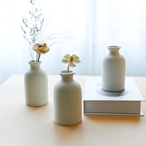 Modern White Small Ceramic Vase Set of 12 for Living Room Bedroom 4.72'' Minimalist Fresh Flower Vases for Home Decor Office Centerpieces Fireplace Nordic Style Gift for Fake Plant 12 Pack - color: 12 Pack White - Style 4
