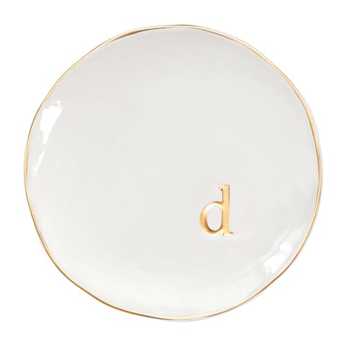 COLLECTIVE HOME - Ceramic Jewelry Tray, Decorative Trinket Dish for Rings Earrings Necklaces Bracelet Watch Keys, Birthday Mother's Day Christmas Gift for Women, 4.75", Glossy (d) - color: D