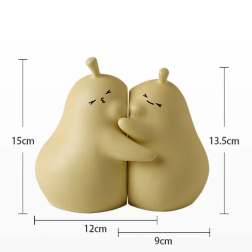 Linxia Pear Bookends Cheese Yellow Ceramic Creative Bookends for Shelves Book Holder Stopper for Books/Movies/CDs/Video Games (1 Pairs) Hug Style - color: Goose Yellow, size: Hug style