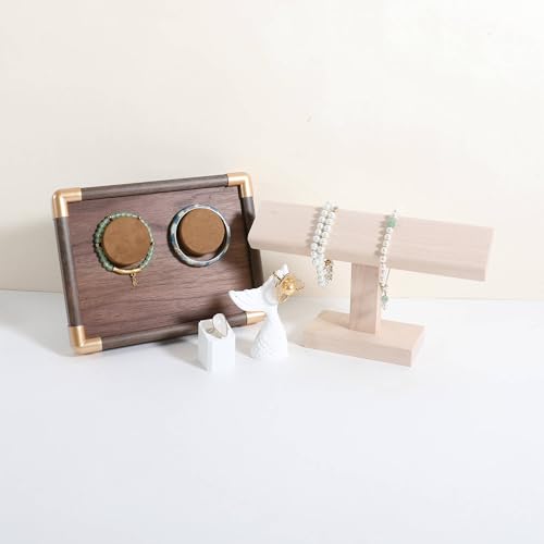 GemeShou beech bracelet organizer holder for selling, wooden watch display T bar stand for selling, bracelet storage shelf for boutique store【Bracelet stand-High】 - color: white, size: High