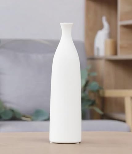 10 Inch Matte White Ceramic Vase, Minimalist Decorative Modern Vase for Pampas Grass, Table, Bookshelf, Mantel, and Entryway Home Decor - color: White, size: Small
