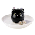 PUDDING CABIN Cat Lover Gifts for Women, Black Cat Ring Holder Dish for Jewelry Rings Earrings Necklace Watch Keys, Birthday Christmas Engagement Wedding Gifts - style: Black Kitty
