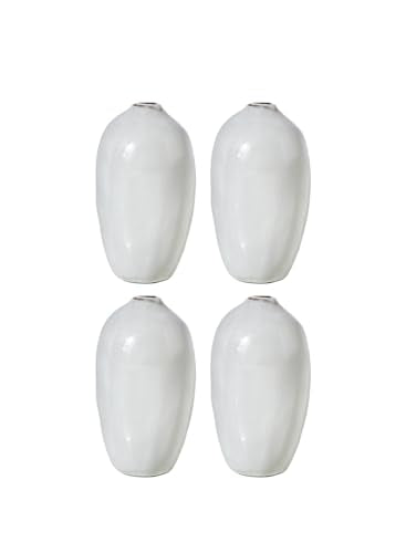 Serene Spaces Living Free-Form Glazed Ceramic Bud Vase, Set of 4- Centerpiece for Vintage Weddings, Events, Measures 5.5" Tall and 2.75" Diameter - color: 5.5" Glazed Bud Vase, 4 Pcs