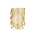 Gold Hurricane Candle Holder with Metal Frame, Windproof Thickened Glass Lid & Geometric Cutouts for Weddings, Parties, Home Decor - size: Large