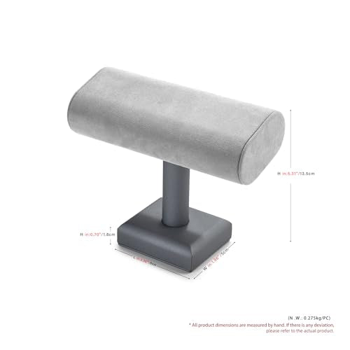 Oirlv Premium Leather Watch Stand for Men T-bar Watch Display Stand for Watches Bracelet Holder Jewelry Display Stand (Light Grey) - color: Light Grey