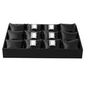 Oirlv Black Premium Leather 12 Grid Jewelry Insert Watch Tray With Removable Pillow Bracelet Bangle Storage Organizer Tray - style: P01709