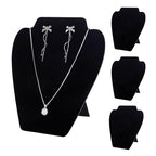 TENINYU Black Necklace Earring Jewelry Display Stand, 8 x 7 Inch Foldable Black Velvet Necklace Bust Easel Chain Holder Organizer Rack for Home or Store Show (4 Pack) - size: 4 Pack