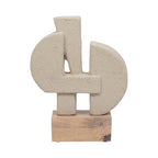 Sagebrook Home Modern Glam Abstract Sculpture - Geometric Design, Handmade Ecomix & Mango Wood, Elegant Home & Office Decor for Living Room, Bedroom & Desk, 13" Ivory Tan
