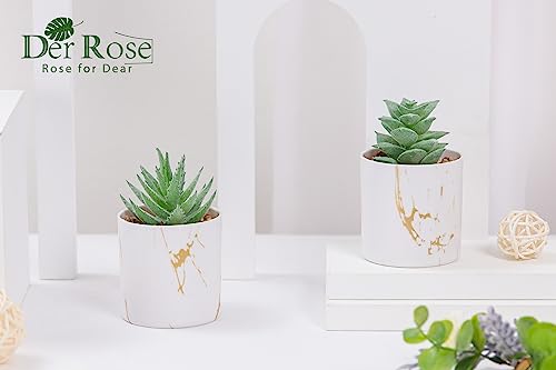 Der Rose Set of 2 Succulents Plants Artificial Mini Fake Succulents Plants for Home Office Desk Accessories for Women - color: 2-green