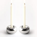Silver Modern Doughnut Shaped Candlestick Holder, Small Decorative Taper Candle Holder for Bathtub Bedroom Livingroom，2 Pack - size: 2 Pack