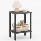 TUTOTAK End Table, Side Table, Nightstand, 2-Tier Storage Shelf, Sofa Table for Small Space, Living Room, Bed Room, Charcoal Grey TB01BY034 - color: Charcoal Grey
