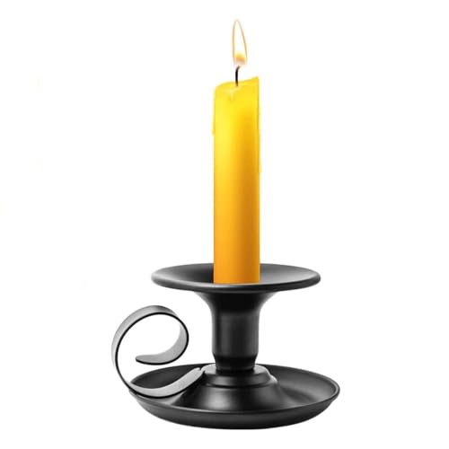 1pc Vintage Iron Tea Cup-Shaped Candle Holder Curled Handle and Drip Tray, Metal Dining Table Accent for Romantic Home Decor, Black - color: Black