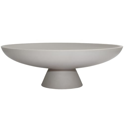 LIN CHUAN Large Decorative Bowl, Modern Resin Pedestal Bowl for Home Decor, Stylish Fruit Bowl for Kitchen Counter, Chic Key Holder for Entry Table, Grey - color: Gray