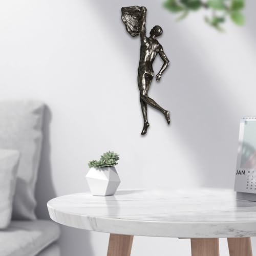 Climbing Man Wall Sculpture – Resin Decor Figure, Modern Art Accent, Black Home Ornament | Unique 3D Hanging Statue Piece, Artistic Abstract Wall Decoration Setup Living Room Bedroom Workplace Design - size: handed rock climbing, style: Silver