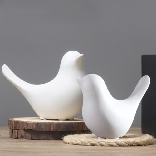 Small Animal Statues 2 Pack, Home Decor Modern Style, Decorative Ornaments for Living Room, Bedroom, Office Desktop, Cabinets, White - color: White