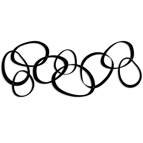 Pigort Metal Abstract Wall Art Black Minimalist Décor Line Art Wall Décor, 3D Textured Wall Sculptures, for Living Room Bedroom Bathroom Office Set of 3