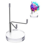 Crystal Stands for Display Adjustable Metal Arms Display Stand Easel Small Plate Stand with Acrylic Clear Round Base Silver Decorative Displays Holder for Coral Geodes Rock Crystals Seashell