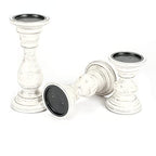 Candle Holder Stand Wooden, Pillar Candle Holder, Unity Candle Holders, Rounded Turned Colums, Country Style Ideal for Gift, Wedding, Christmas, Party, Home - 10,8,6 Inch- Set of 3 -Antique White - color: Antique White, size: 10,8,6 Inch Mid Circle