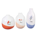 Youngs 20182 Ceramic Floral Painted Vase, Set of 3, Multicolor - color: White, Blue, Orange, Peach