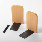 Muso Wood Book Ends for Shelves, Non-Slip Bookends, Heavy Duty Wooden Bookend Support for Books and Movies (Beech 2 Pairs) - color: Beech-2 Pairs