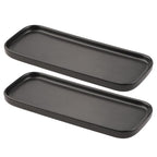 VanEnjoy Set of 2 Ceramic Tray for Kitchen Counter, Black Vanity Tray for Bathroom Counter, Long Narrow Tray for Soap Bottles - color: Black