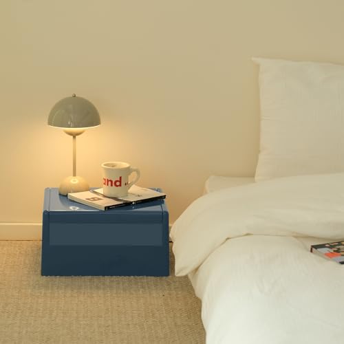 Nightstand Bedside Table with Storage Space, Multifunctional Colorful Plastic End Table Small Side Table for Bedroom, Dorm and Small Spaces, Easy Assembly(14.7" D x 11.8" W x 15.8" H, Blue) - color: Blue