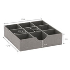 Household Essentials Grey 728-1 Deep 9 Section Drawer Organizer Box for Storage 12 in x 3.13 - color: Silver
