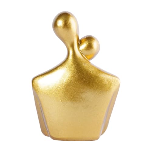 Abstract Couple Sculptures Statues for Home Decor Resin Love Statue Modern Tv Stand Decor Small Decor for Shelves Romantic Bedroom Decor for Couples, Gold - color: Gold