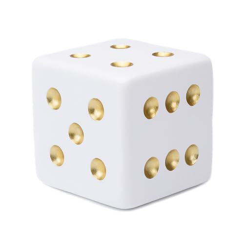 BRABUD Resin Jumbo Dice Decor White & Gold Dice Statue Living Room Bedroom Office Photographic Decoration 4.9'' TQGJBS603 - color: White, size: 4.9''