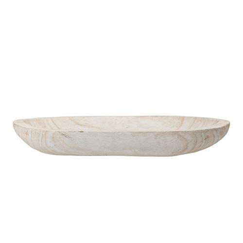 Bloomingville Hand-Carved Paulownia Wood Bowl with Whitewashed Finish - color: White