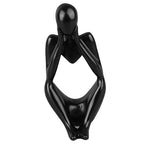 Abstract Thinker Statue | Synthetic Home Accent for Living Room/Office Desk/Bookshelf | Hollow Design Art Sculpture Collectible Present (Black Focus) - style: Black Focus