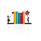 Girl with Balloon Silhouette Bookends, Banksy Arts, Iconic Figure Book Stand, Street Arts, Graffiti Art, Hope Themed Bookend, Decorative Balloon Girl Book Stand, Flying Balloon Girl Book Holder