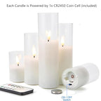 Eywamage Clear Glass Flameless Candles with Remote Batteries, Slim Tall LED Pillar Candles Battery Powered, Set of 5 - color: Clear