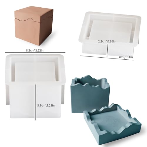 Square Box Mold with Irregular Edges, Creative Candle Vessels Jewelry Holder Resin Concrete Molds, Unique Storage Container Jar Dish Display Silicone Molds DIY Epoxy Resin Art Craft Kit