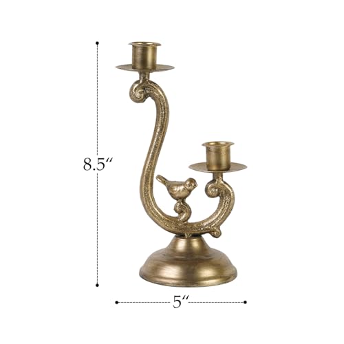 NIKKY HOME Gold Bird Candelabra Candle Holders Centerpieces for Tables, Vintage Metal Taper Candlesticks Holder Fireplace Mantle Decor