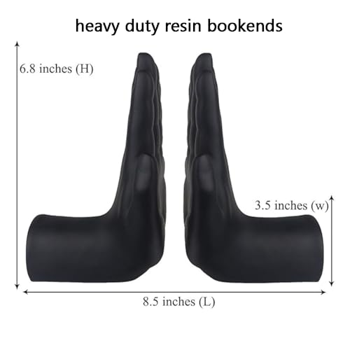 jinhuoba Decorative Bookends Hands Book Ends, Black Heavy Book Holder Ends for Shelves, Novelty Heavy Duty Book Ends for Shelves Office Home Desk Bookshelf, 8.5"(L) x 3.5"(W) x 6.8"(H), Resin