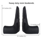 jinhuoba Decorative Bookends Hands Book Ends, Black Heavy Book Holder Ends for Shelves, Novelty Heavy Duty Book Ends for Shelves Office Home Desk Bookshelf, 8.5"(L) x 3.5"(W) x 6.8"(H), Resin